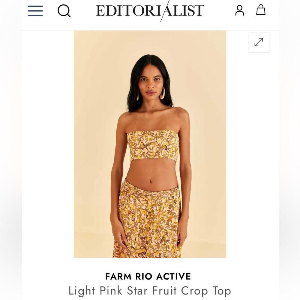NWT Farm Rio Starfruit Satin Cropped/Bandeau Top Boho Summer | Size XL - Picture 2 of 11